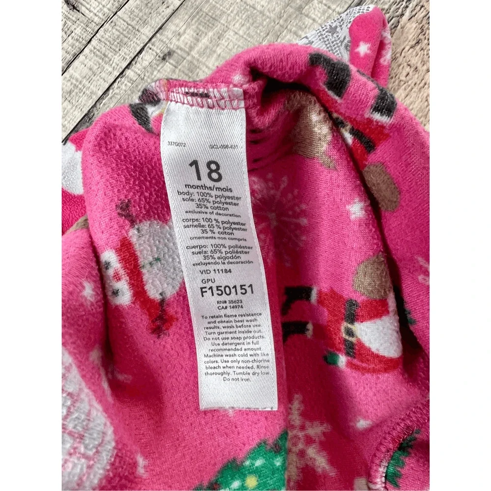 Carter's Christmas Trees Reindeer Santa Claus Fleece Footie 18 months‎ WInter